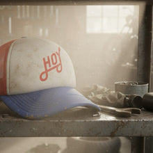 Load image into Gallery viewer, Hoy Trucker cap red white and blue lifestyle