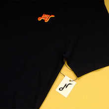 Load image into Gallery viewer, Hoy Classics Embroidered Organic T-shirt - Pitch Black / Sunrise