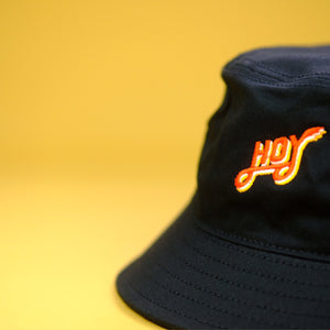 Hoy Classics Embroidered Bucket Hat - Pitch Black / Sunrise