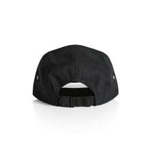 Load image into Gallery viewer, Hoy Classics Embroidered Five Panel Hat - Pitch Black / Sunrise
