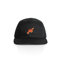 Load image into Gallery viewer, Hoy Classics Embroidered Five Panel Hat - Pitch Black / Sunrise