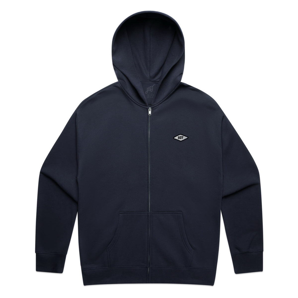 Hoy Crest Zip Up Hoodie - Deep Navy