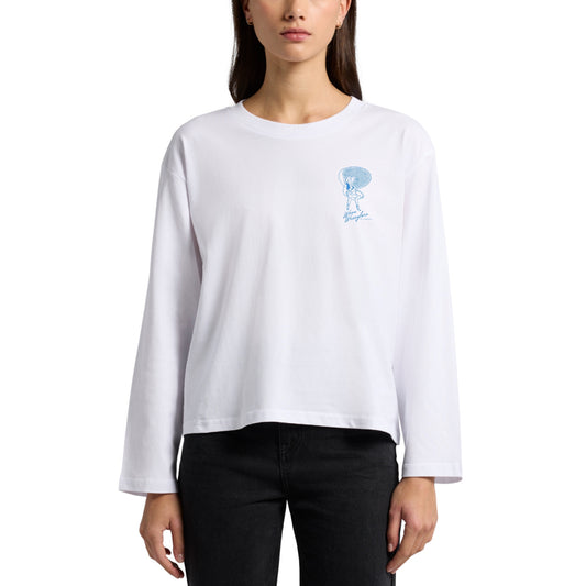 Women's Hoy Wabi-sabi Wave Wranglers Long Sleeve T-shirt - White