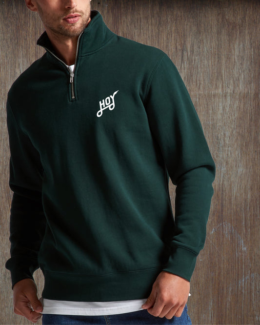Hoy Classics 1/4 Zip Sweater - Deep Green