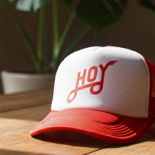 Load image into Gallery viewer, Hoy Trucker cap Red and White lifestyle 
