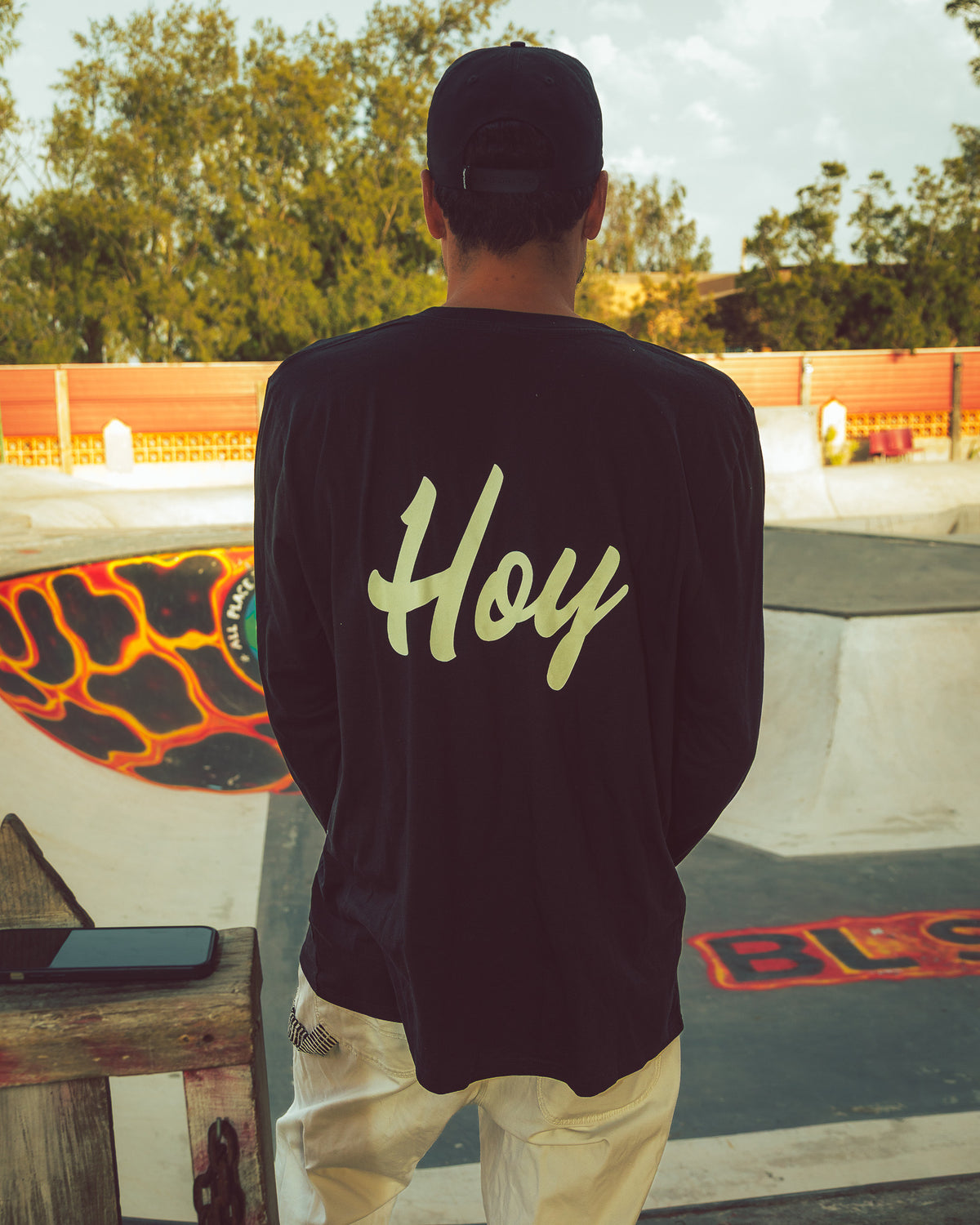 Hoy Script Organic Long sleeve T-shirt - Black