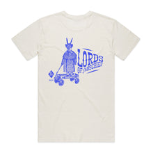 Load image into Gallery viewer, Hoy Lords Of Mischief Organic T-shirt - Natural / Cobalt
