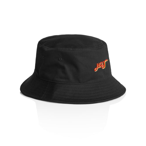 Hoy Classics Embroidered Bucket Hat - Pitch Black / sunrise