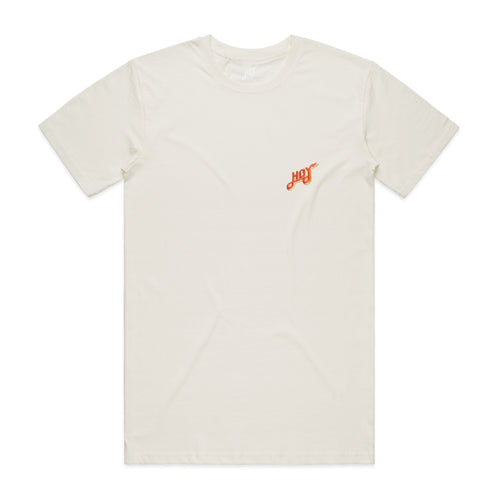 Hoy Classics Embroidered Organic T-shirt - Natural / Sunrise - Pre Order