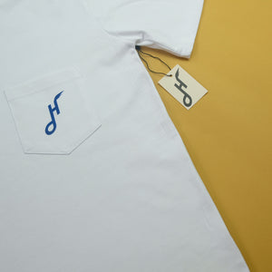 Hoy Downtown Pocket T-shirt - White / Cobalt