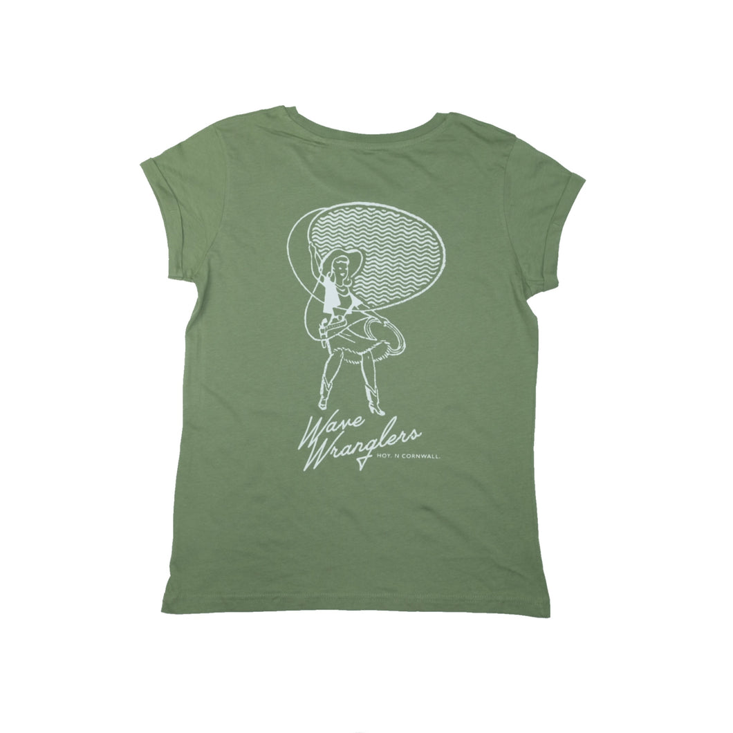 Women's Wave Wranglers Organic T-shirt - Soft Green - Last Size
