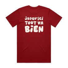 Load image into Gallery viewer, Hoy Jusqu&#39;ici&#39; Tout Va Bien Organic T-shirt - Red / Cream
